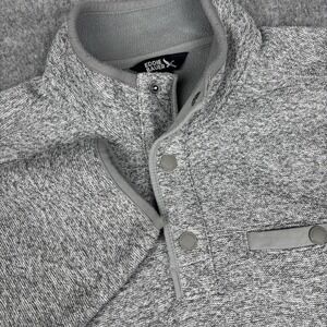 Eddie Bauer Pullover Mens Small Gray 1/4 Button Sweater Fleece Casual Outdoors